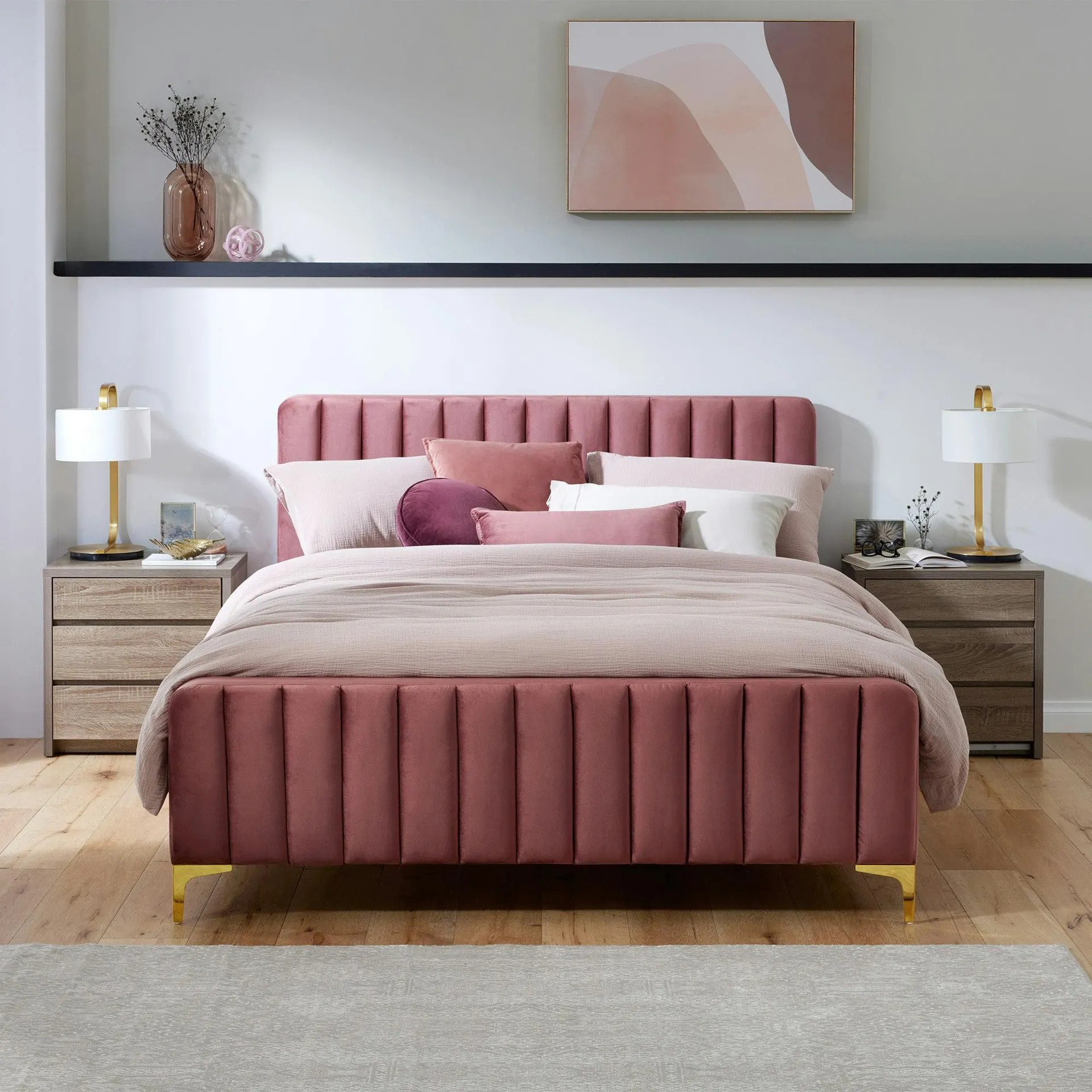 Patrice Bed Frame, Dusty Rose