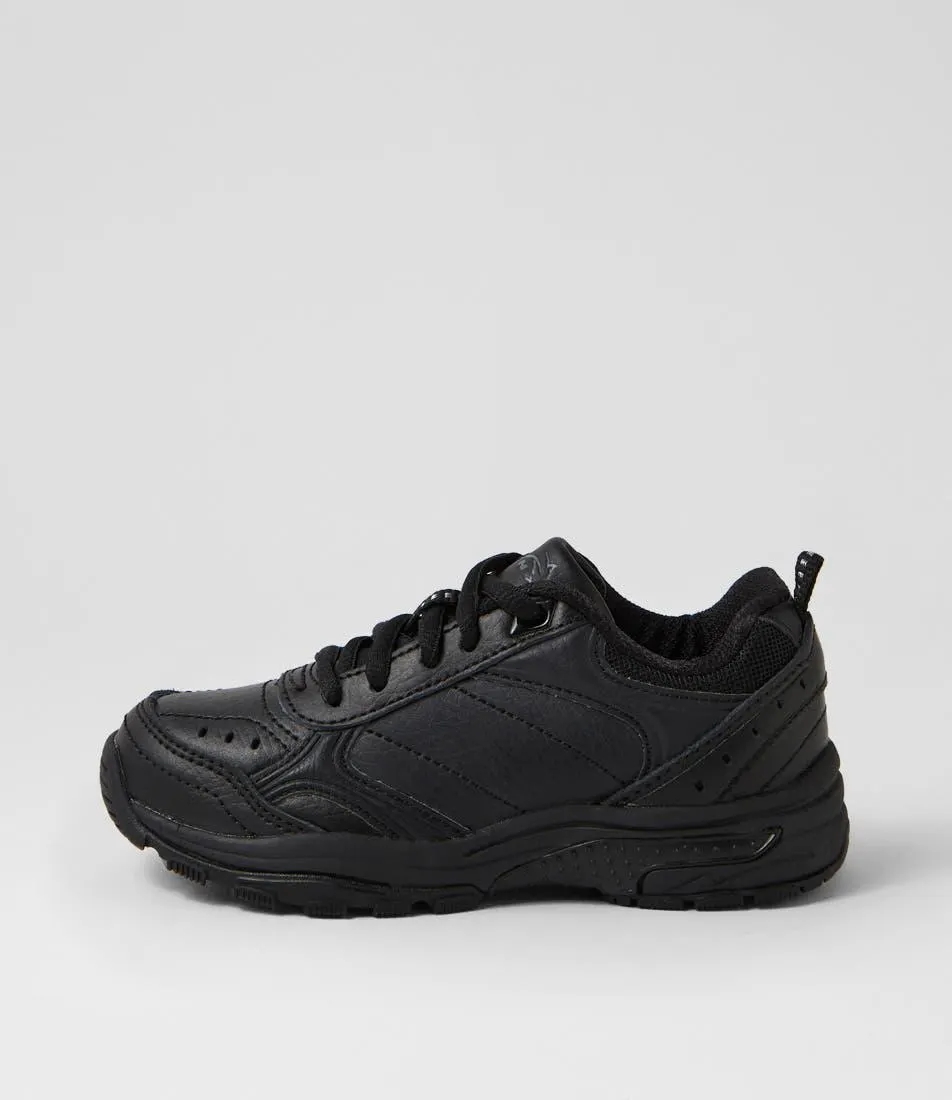 erupt jnr e lace black leather sneakers