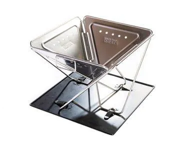Kings Premium Stainless Steel Folding Firepit | Steel Baseplate | Sets Up In Seconds | Inc. Storage Bag