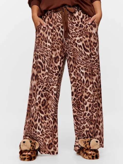 P.A. Plus Leopard Wide Leg Plush Pj Pant