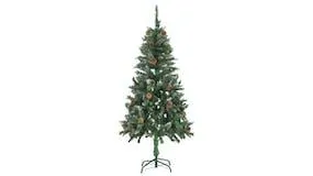 vidaXL Artificial Christmas Tree with Pine Cones and White Glitter