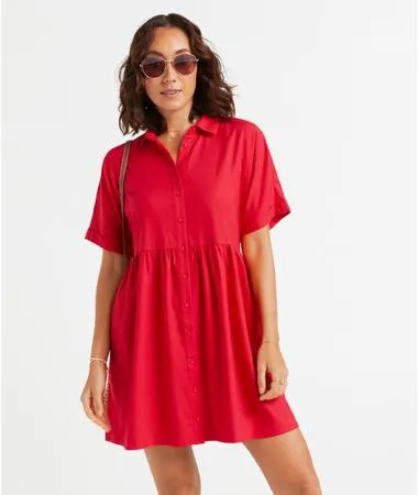 MATTIE LINEN BLEND SHIRT MINI DRESS