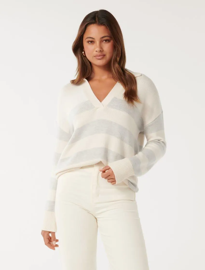 Nicole Stripped Polo Jumper
