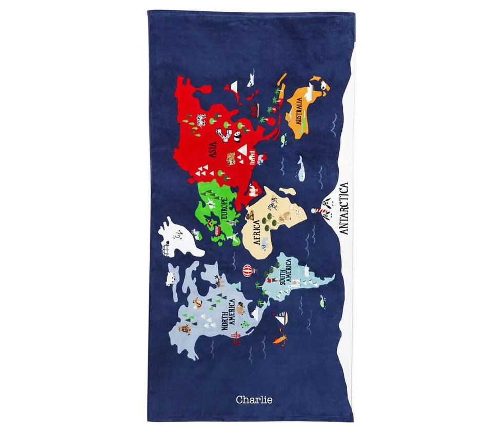 World Map Kids Beach Towel