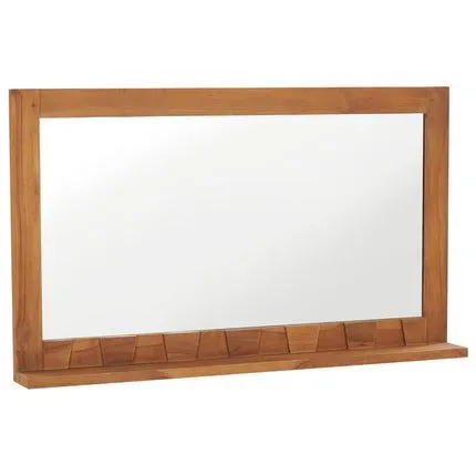 vidaXL Wall Mirror with Shelf 100x12x60 cm Solid Teak Wood