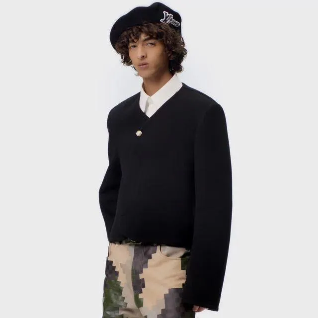 Cropped Double Face Wool Jacket