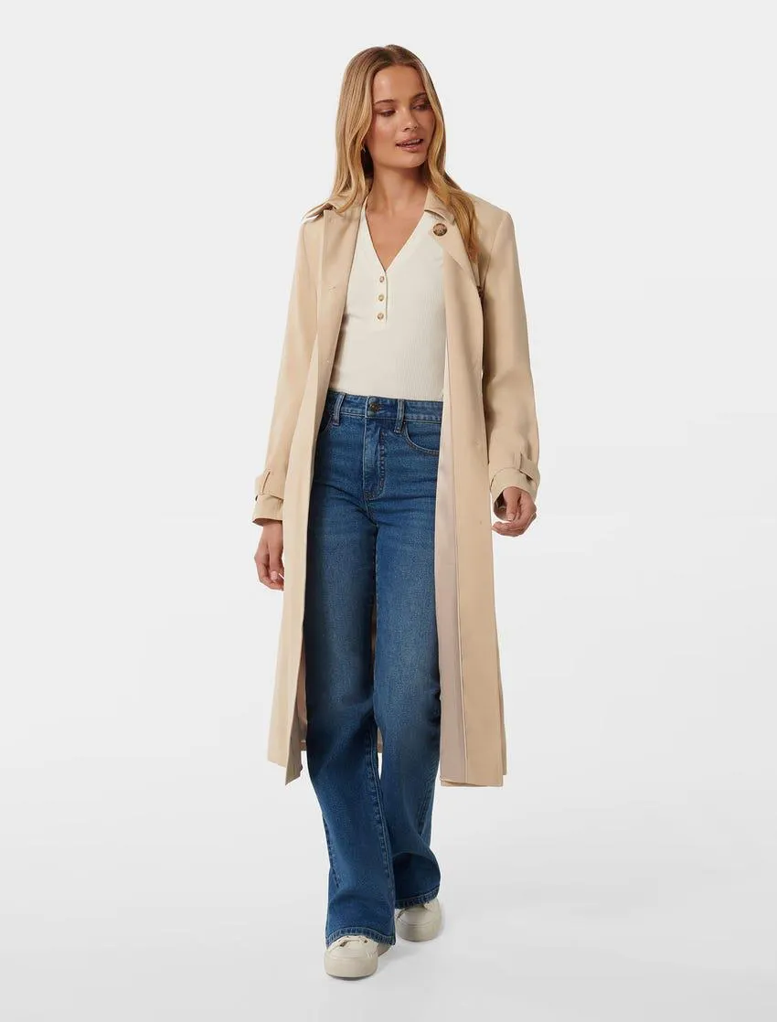Darlah Single-Breasted Soft Trench Coat