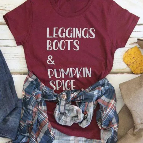 Halloween Halloween Leggings Boots & Pumpkin Spice T-Shirt