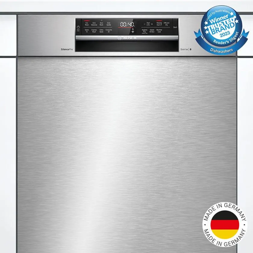 Bosch SMU8EDS01A Serie 8 Stainless Steel Built under Dishwasher