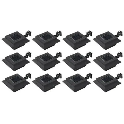 vidaXL Outdoor Solar Lamps 12 pcs LED Square 12 cm Black