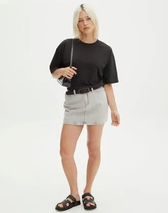 Denim Thin Waistband Mini Skirt