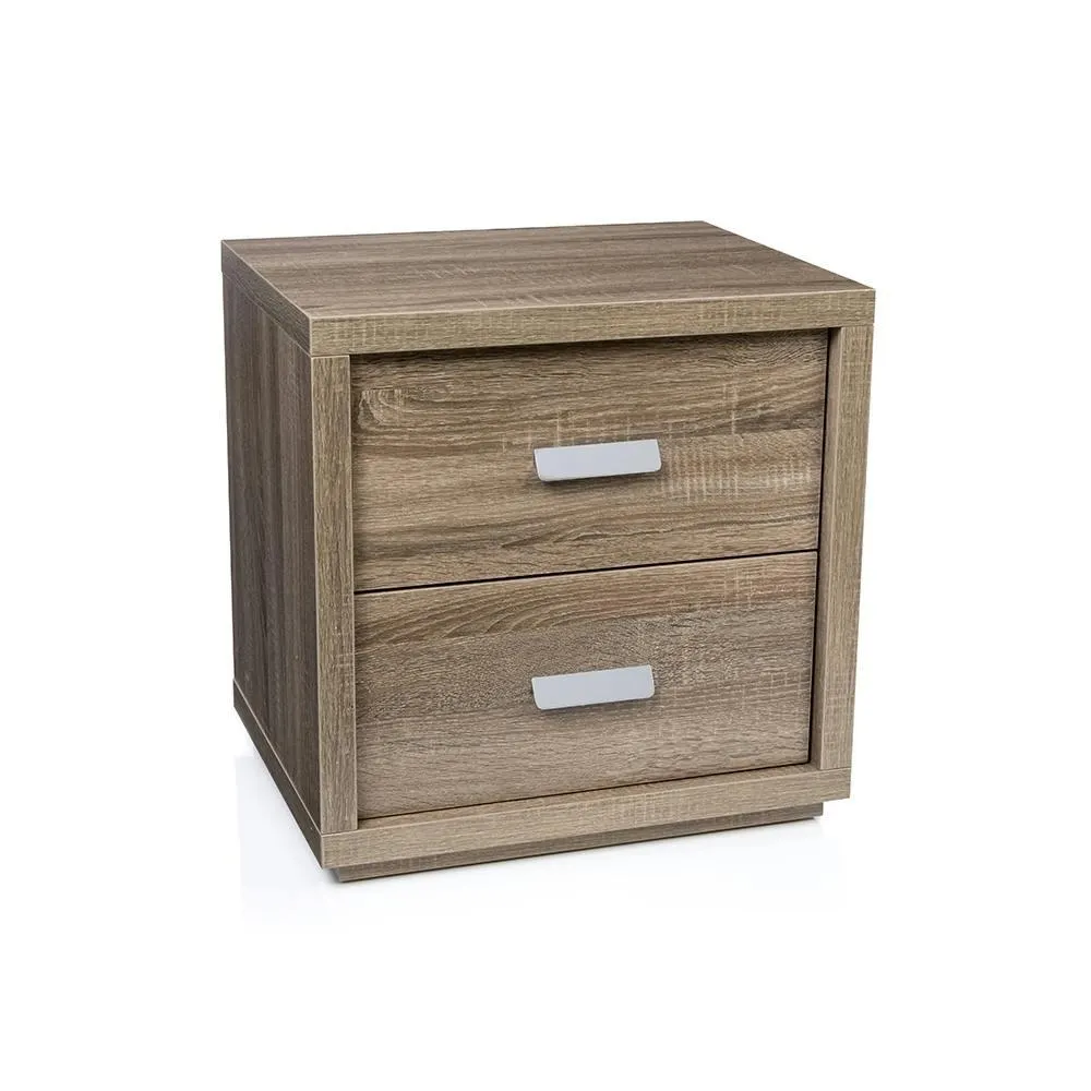 Addison Bedside Table (2 Drawer), Mocha Oak