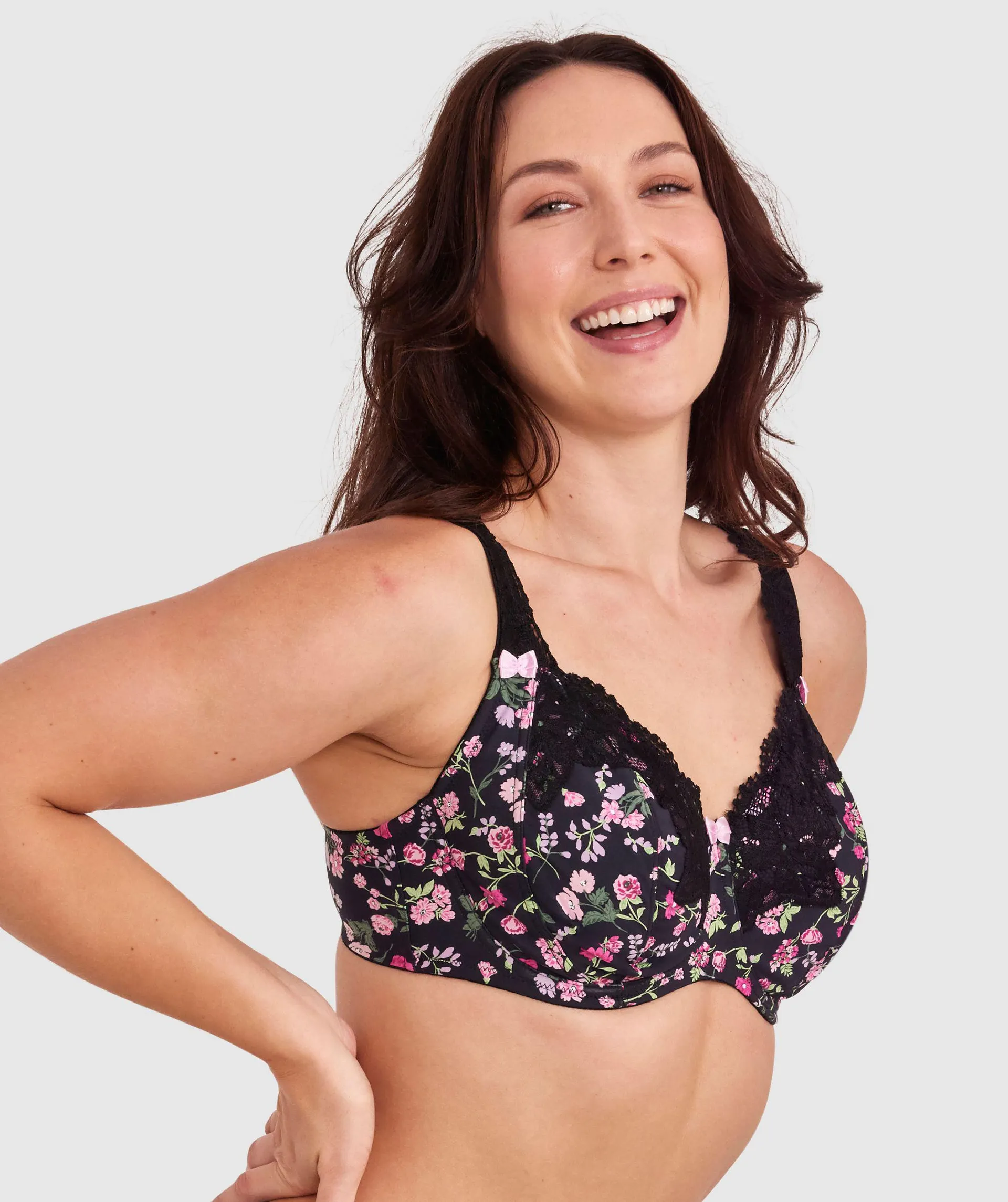 Sapphire Full Coverage Underwire Bra - Black Floral Print