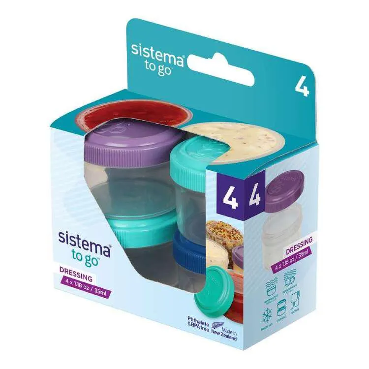 Sistema Dressing Pot To Go 4 Pack Multicoloured 35 mL