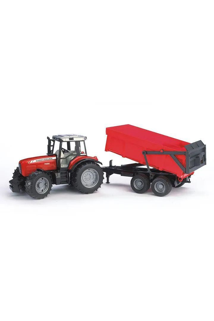 Bruder 1/16 Massey Ferguson 7480 Tractor with Tipping Trailer, Red