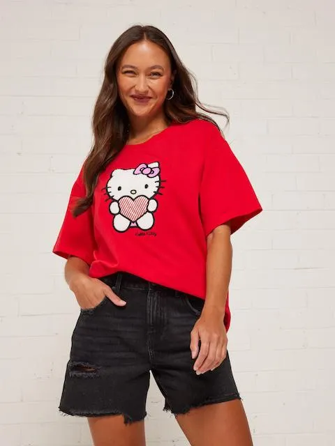 Hello Kitty Textured Oversized Tee