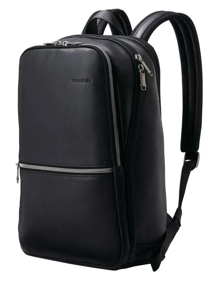 Classic Leather Slim Backpack in Black