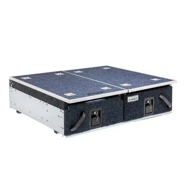 Kings 900mm Twin Drawers | Strong Steel Frame | Inc. Fridge Slide | Roller Bearings | Lockable Latch | Marine Carpet | Stainless Fittings