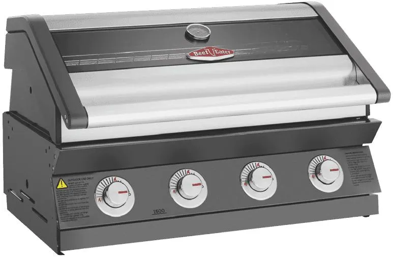 BeefEater 1600 Series Dark 4 Burner Built In BBQ w/ Cast Iron Burners & Grills - Body Only