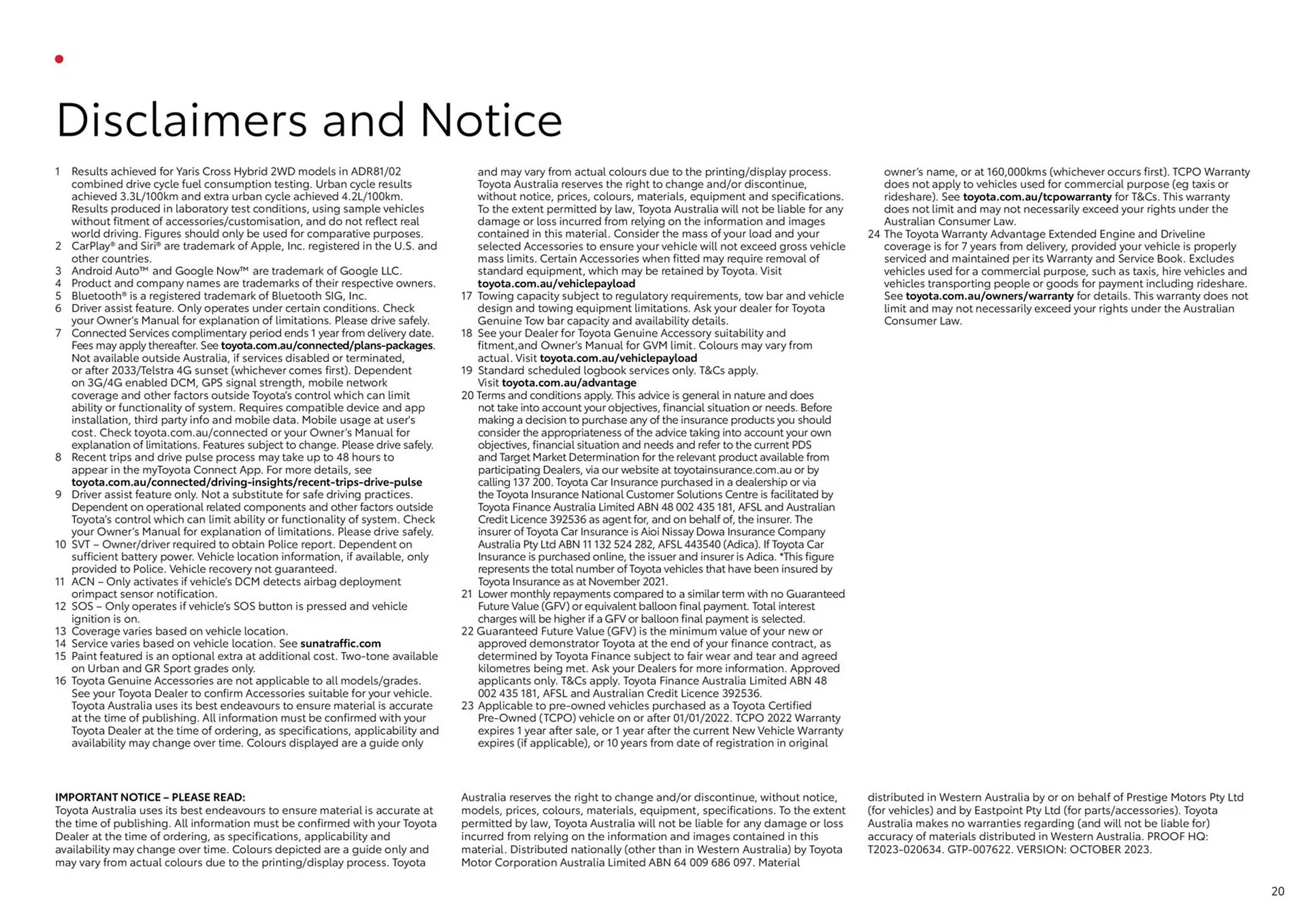 Toyota catalogue - Catalogue valid from 24 October to 30 April 2024 - page 20