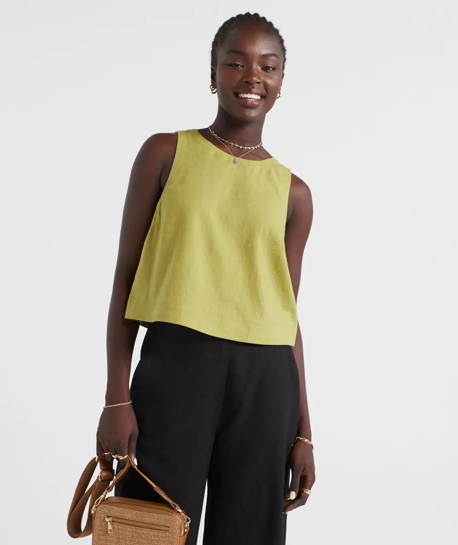 KERBIE LINEN BLEND SLEEVELESS TOP