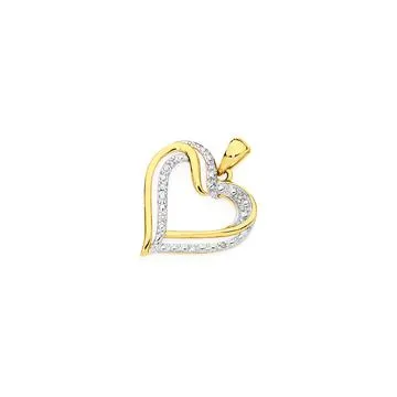 9ct Gold Diamond Open Heart Pendant