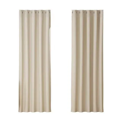 2X Blockout Curtains Blackout Window Curtain Eyelet 180x213cm Beige