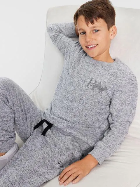 Boys Fuzzy Grey Pj Set