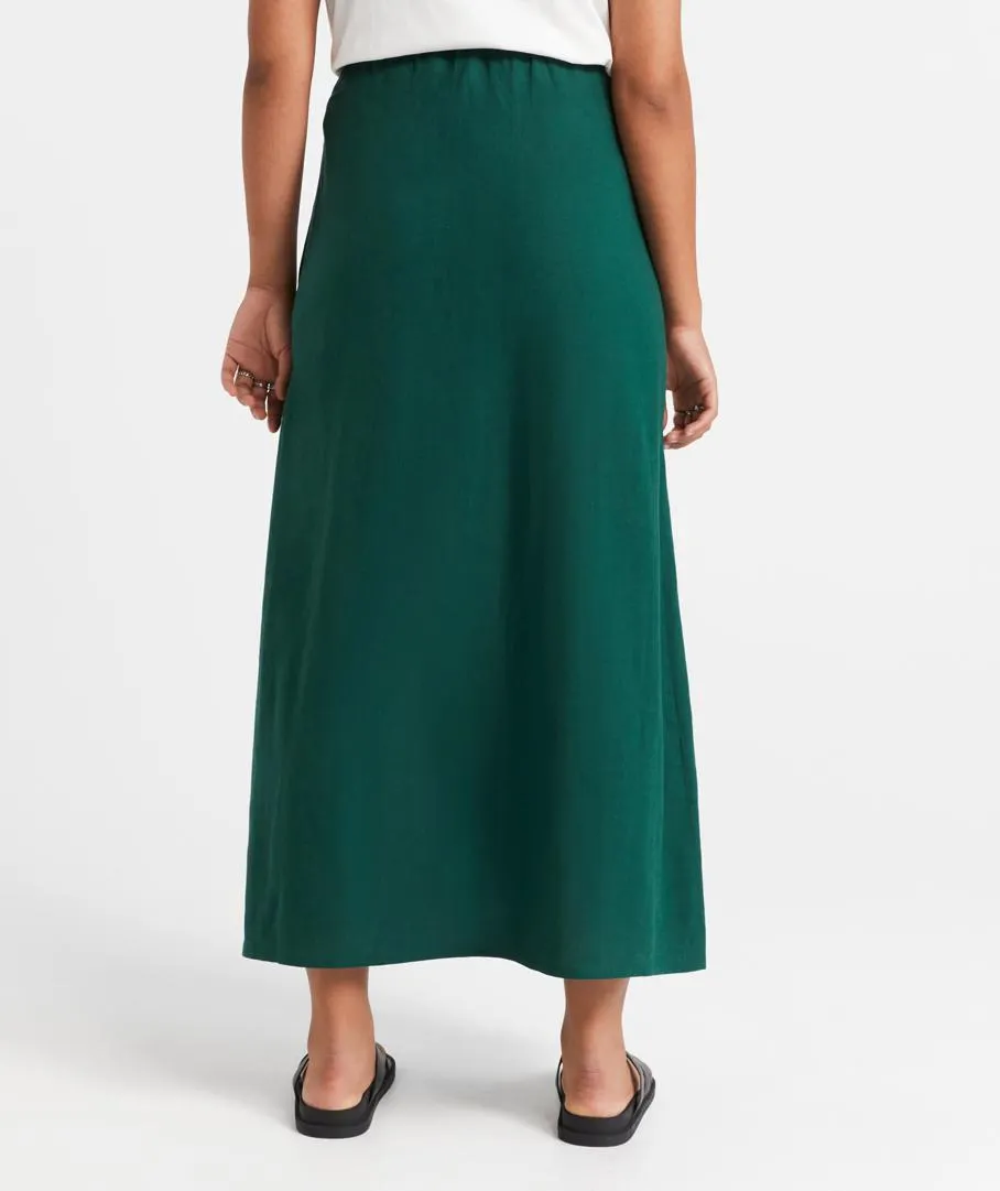 VIOLETTE LINEN BLEND BUTTON MIDI SKIRT