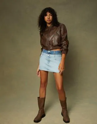 Two Tone Denim Mini Skirt