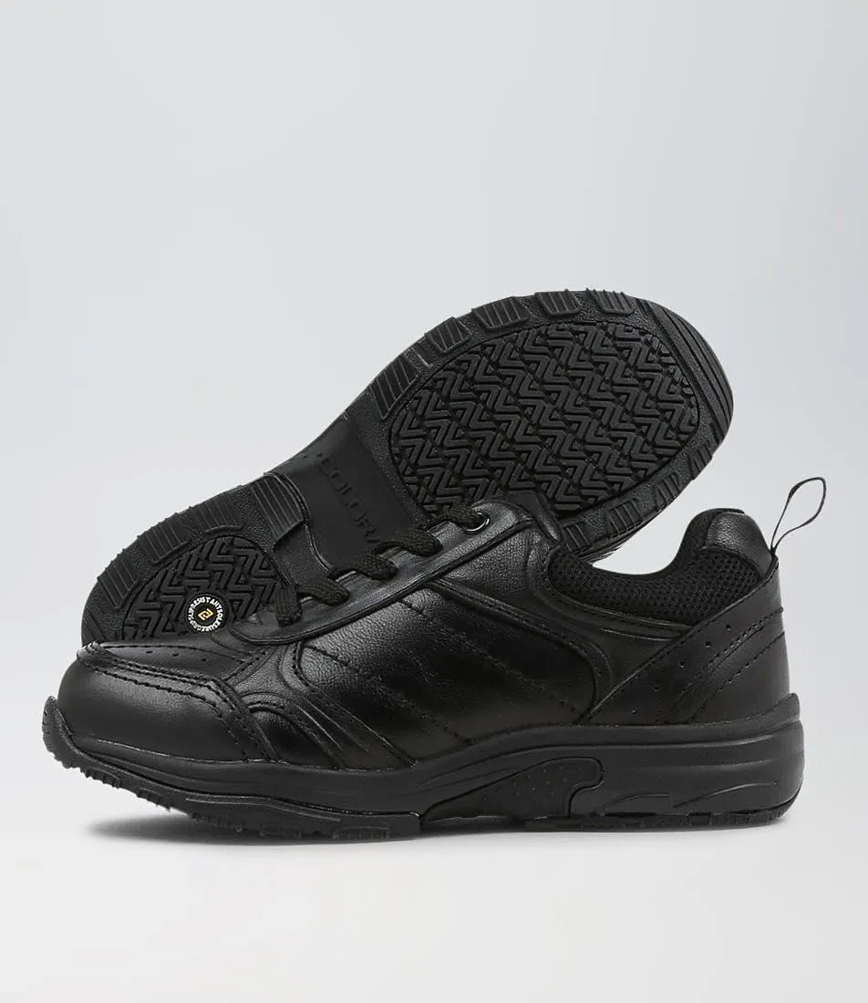 hype jnr e lace black leather sneakers