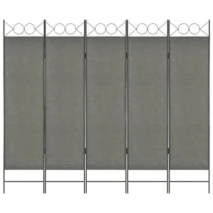 vidaXL 5-Panel Room Divider Anthracite 200x180 cm
