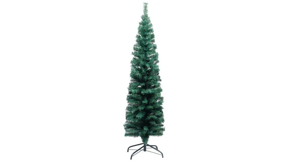 vidaXL Green PVC Slim Artificial Christmas Tree with Stand