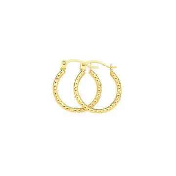 9ct Gold 10mm Beaded Hoop Earrings
