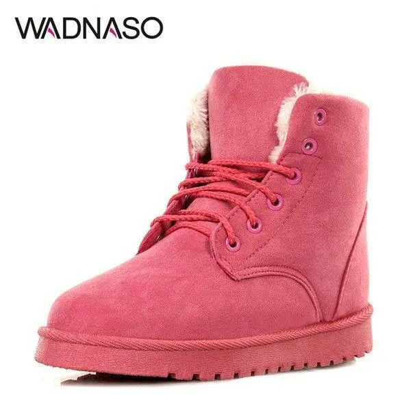 Newchic Suede Keep Warm Lace Up Ankle Flat Snow Casual Boots