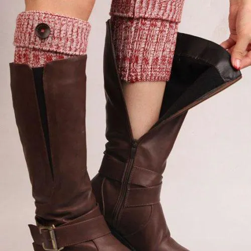 Solid Solid Knitted Button Boot Cuffs