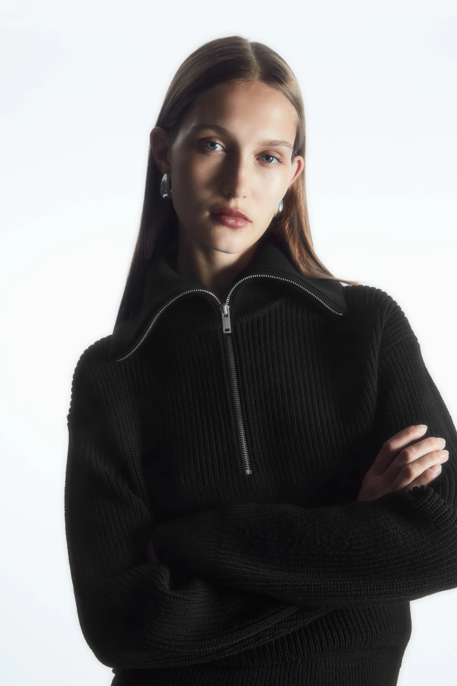 WOOL AND COTTON HALF-ZIP JUMPER