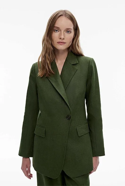 Linen Notched Lapel Blazer