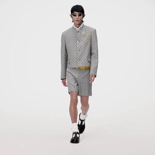 Damier Hounds Tooth Officer Collar Jacket