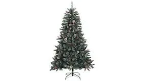 vidaXL Artificial Green PVC Christmas Tree with Stand and Cherry
