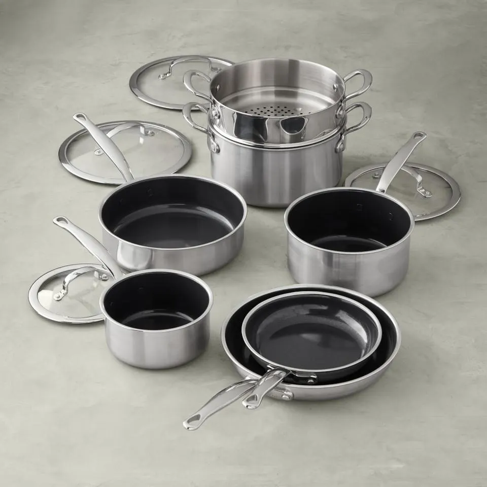GreenPan™ Premiere Stainless Steel Ceramic Non-Stick 11-Piece Cookware Set