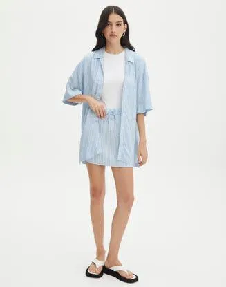 Linen Blend Stripe Mini Skirt