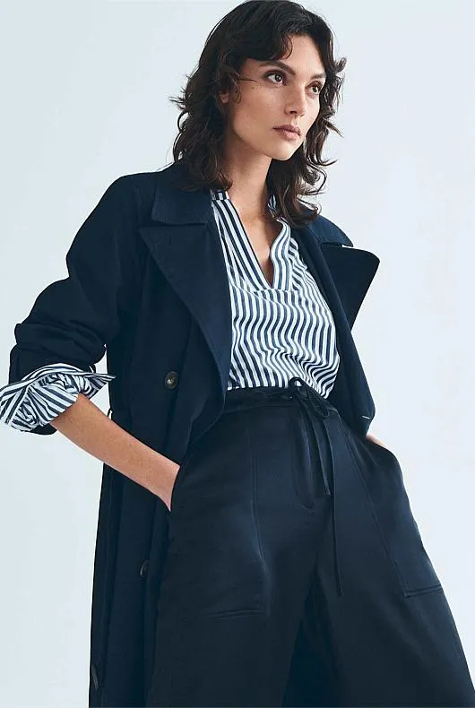 Cotton Stripe Seam Detail Blouse