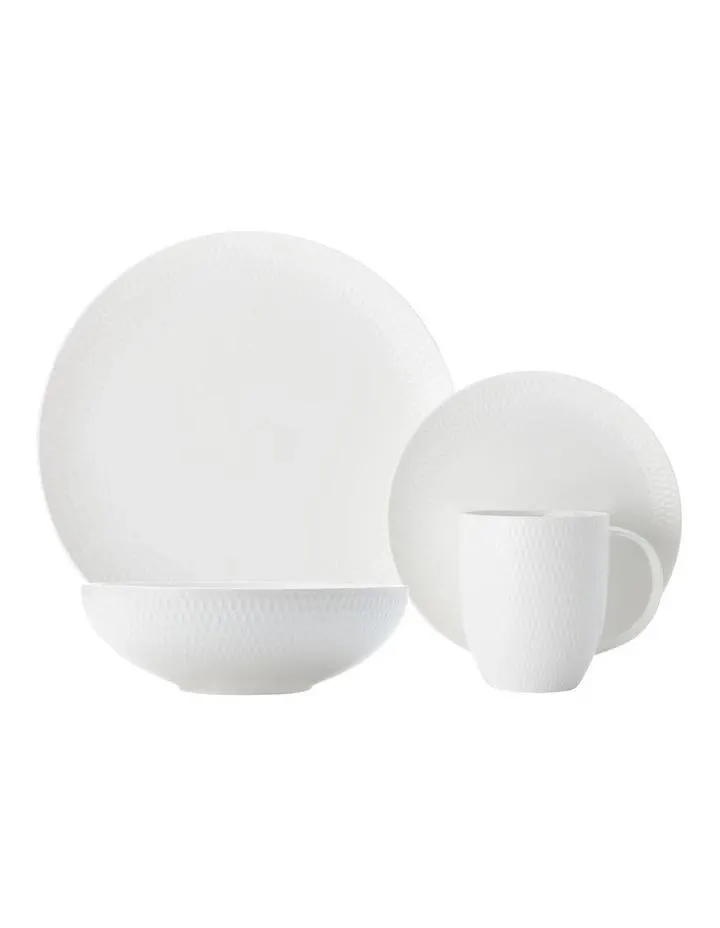 Basics Diamonds 16 Piece Dinner Set in White