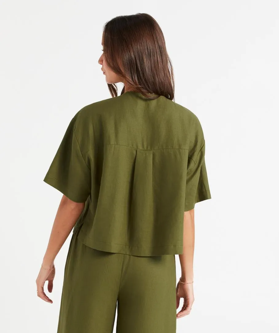 KELSIE LINEN BLEND RESORT SHIRT