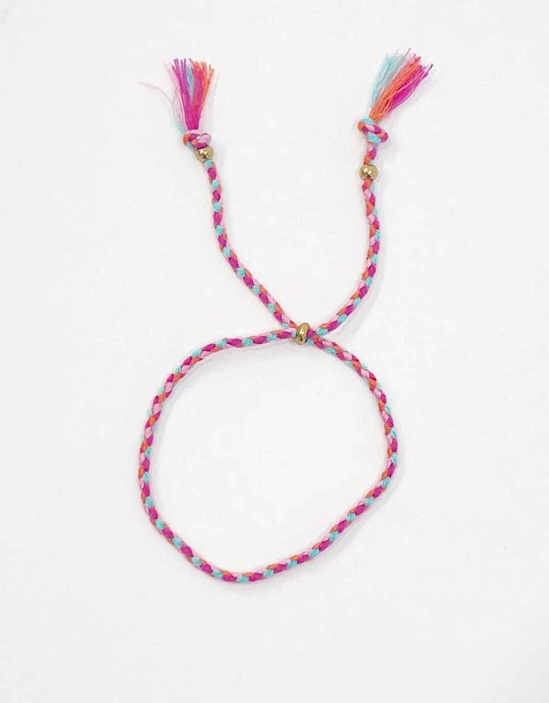 Thin Braided Bracelet - Pink