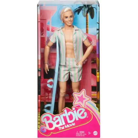 Barbie the Movie Ken Wearing Pastel Striped Beach Matching Set