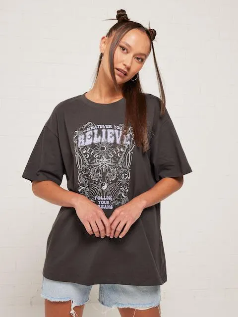 Believe Butterfly Oversized Tee