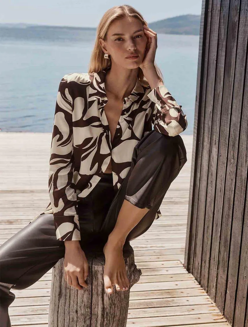 Lila Longline Printed Satin Shirt