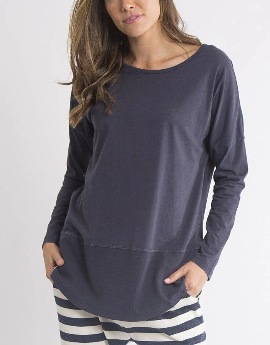 Fundamental Long Sleeve Rib Tee - Navy